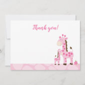 Pink Giraffe Mommy Baby Dusche Danke Karte Flat (Vorderseite)