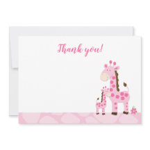Pink Giraffe Mommy Baby Dusche Danke Karte Flat