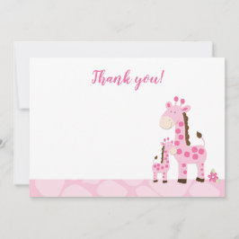 Pink Giraffe Mommy Baby Dusche Danke Karte Flat
