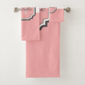Pink Giraffe Muster Badhandtuch Set (Insitu)