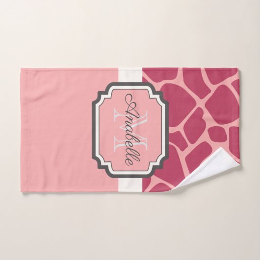 Pink Giraffe Muster Badhandtuch Set (Handtuch)
