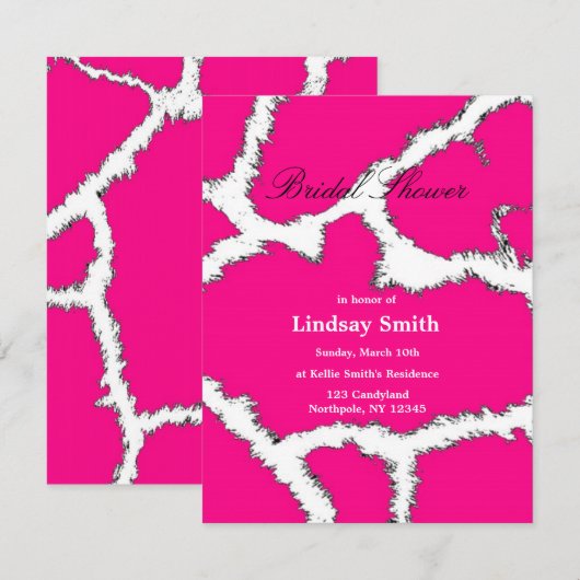 Pink Giraffe Muster Bridal Dusche Einladung (Vorne/Hinten)
