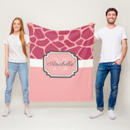 Pink Giraffe Muster Fleecedecke