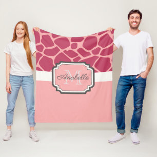 Pink Giraffe Muster Fleecedecke