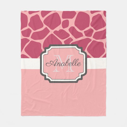Pink Giraffe Muster Fleecedecke (Vorderseite)