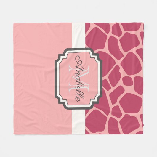 Pink Giraffe Muster Fleecedecke (Vorderseite (Horizontal))