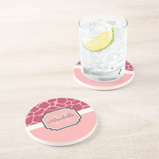 Pink Giraffe Muster Getränkeuntersetzer (Seite)