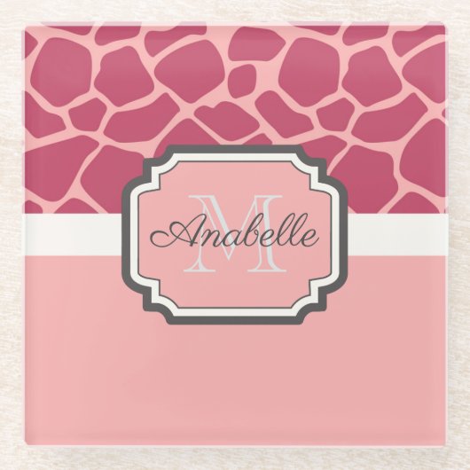 Pink Giraffe Muster Glasuntersetzer (Vorderseite)