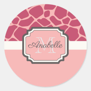 Pink Giraffe Muster Runder Aufkleber