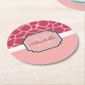 Pink Giraffe Muster Runder Pappuntersetzer (Angewinkelt)