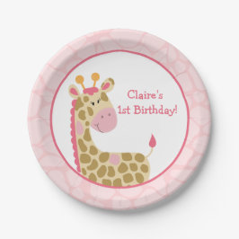 Pink Giraffe Papierplatte mit Anpassung Pappteller