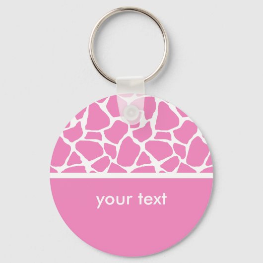 Pink Giraffe Print Customizable Key Chain Schlüsselanhänger (Vorderseite)