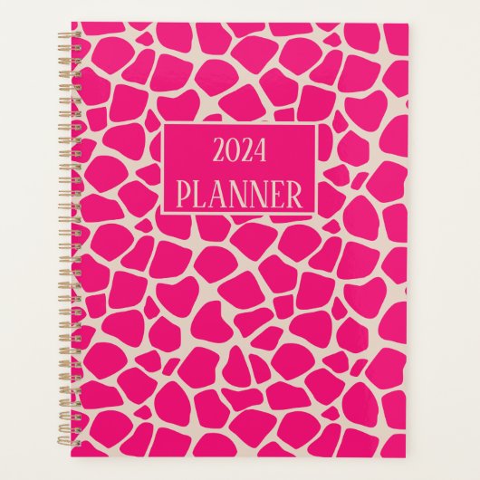 Pink Giraffe Print Pattern Planner Planer (Vorderseite)