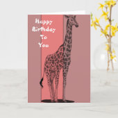 Pink Giraffe Sketch Karte (Gelbe Blume)