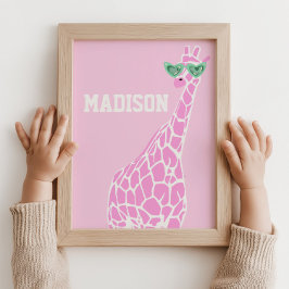 Pink Giraffe Sonnenbrille Individuelle Name Poster