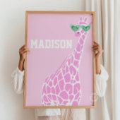 Pink Giraffe Sonnenbrille Individuelle Name Poster