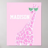 Pink Giraffe Sonnenbrille Individuelle Name Poster (Vorne)