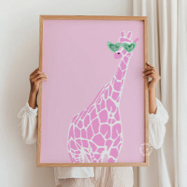 Pink Giraffe Sonnenbrille Mauer - Tierwelt Printwe Poster