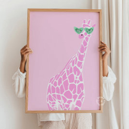 Pink Giraffe Sonnenbrille Mauer - Tierwelt Printwe Poster