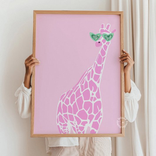 Pink Giraffe Sonnenbrille Mauer - Tierwelt Printwe Poster