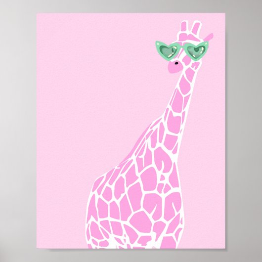 Pink Giraffe Sonnenbrille Mauer - Tierwelt Printwe Poster (Vorne)