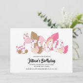 Pink Giraffe Zweite Geburtstagsparty Einladung (Stehend Vorderseite)