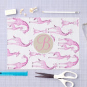 Pink Giraffes Baby Shower Monogram Letter Initial Seidenpapier (Handwerk)