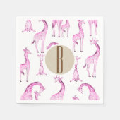 Pink Giraffes Baby Shower Monogram Letter Initial Serviette (Vorderseite)