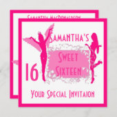 Pink Girl 16 . Geburtstag Party Einladung (Vorne/Hinten)