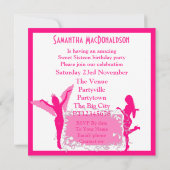 Pink Girl 16 . Geburtstag Party Einladung (Rückseite)