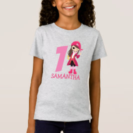 Pink Girl 1. Geburtstag Party Pirat T - Shirt