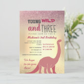 Pink Girl 3. Geburtstag Einladung (Stehend Vorderseite)