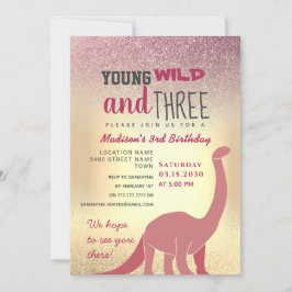 Pink Girl 3. Geburtstag Einladung