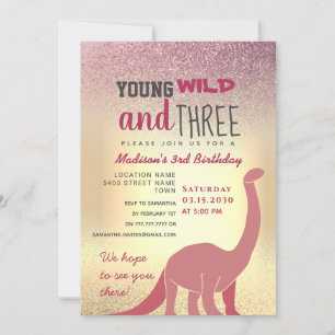 Pink Girl 3. Geburtstag Einladung