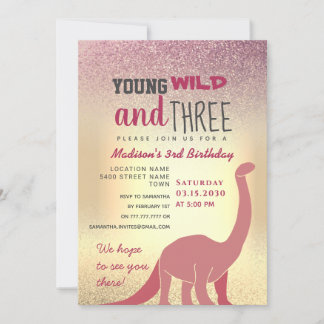 Pink Girl 3. Geburtstag Einladung