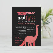 Pink Girl 3. Geburtstag Einladung (Stehend Vorderseite)