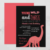 Pink Girl 3. Geburtstag Einladung (Vorne/Hinten)