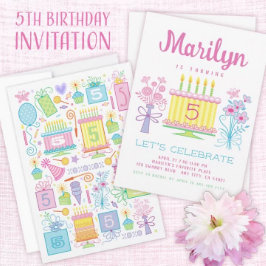 Pink Girl 5. Geburtstag Einladung