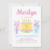 Pink Girl 5. Geburtstag Einladung (Vorderseite)