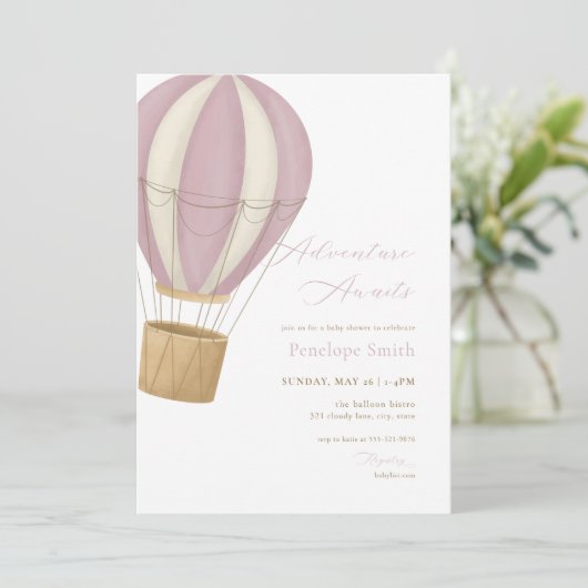 Pink Girl Adventure erwartet Einladung zur Kinderd (Stehend Vorderseite)