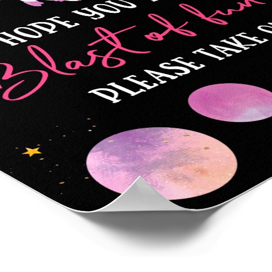 Pink Girl Astronaut Blast of Fun Birthday Gefallen Poster (Ecke)