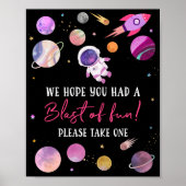 Pink Girl Astronaut Blast of Fun Birthday Gefallen Poster (Vorne)
