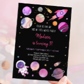 Pink Girl Astronaut Space Geburtstag Einladung