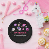 Pink Girl Astronaut Weltraum Erster Geburtstag Pappteller (Party)