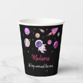 Pink Girl Astronaut Weltraum Geburtstag Pappbecher (Vorderseite)