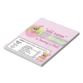 Pink Girl Baby Dusche Candy Bar Wrapper Gefallen Notizblock (Rotiert)