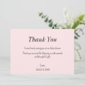Pink Girl Baby Dusche Danke Karte (Stehend Vorderseite)