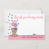 Pink Girl Baby Dusche Danke schön viel Beary (Vorderseite)