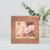 PINK GIRL BABY DUSCHE MIT KOPFFLY Champagner Einladung (Stehend Vorderseite)