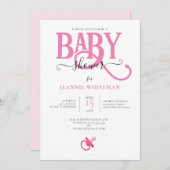 PINK GIRL BABY DUSCHE MIT SCHNULLER EINLADUNG (Vorne/Hinten)